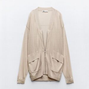 NWT ZARA SEMI-SHEER BOMBER CARDIGAN SIZE S